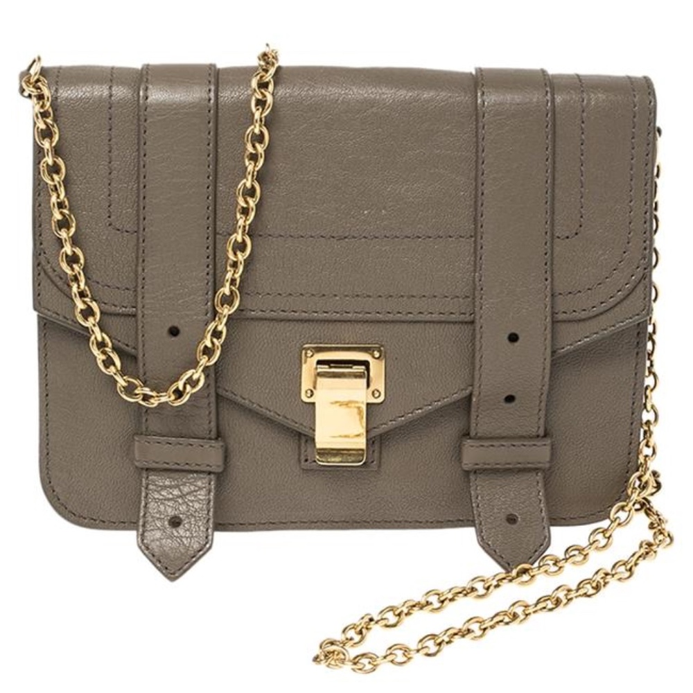 Proenza Schouler Beige on Chain Dark Leather Ps1 Wallet - NO CHAIN